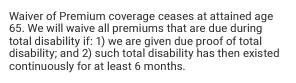 to show a waiver of premium life insurance rider example