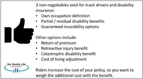 to discuss the 3 non-negotiable provisions in every disability insurance policy for truck drivers.