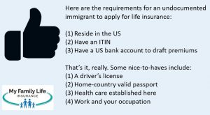 to show what is needed for undocumented immigrants to apply for life insurance