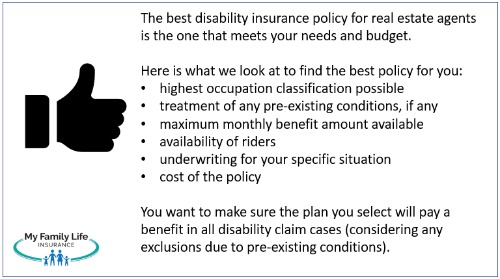 to discuss what we look for in a disability insurance policy for real estate agents and realtors.