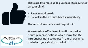 shows the main reasons to purchase life insurance on your children