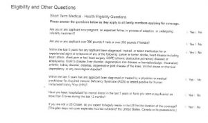 to show canadians living in the USA health questions for short-term medical insurance