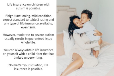 to show options for life insurance for children with autism