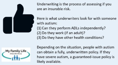 shows the life insurance underwriting process for someone with autism