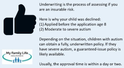 to show why an autistic child is declined for life insurance