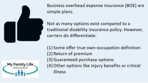 to show different options available on business overhead expense insurance