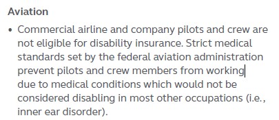show traditional disability insurance does not cover pilots