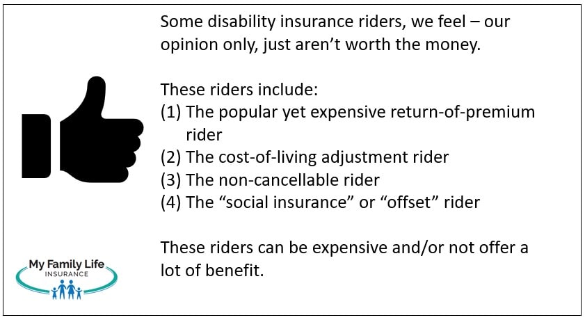 to show 4 disability insurance riders you probably don't need