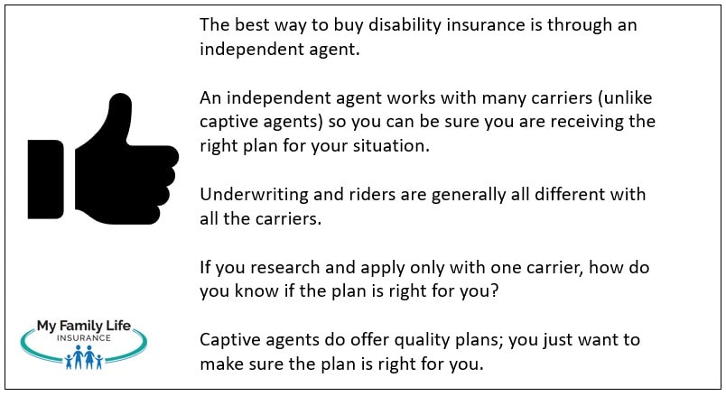 shows why working with an independent agent is the best way to buy disability insurance