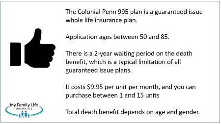 to show what the colonial penn 995 plan is about