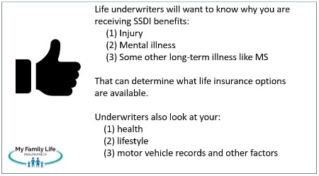 to show what life insurance underwriters look at with SSDI applicants