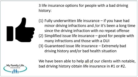 to show 3 life insurance options for people with a bad driving record